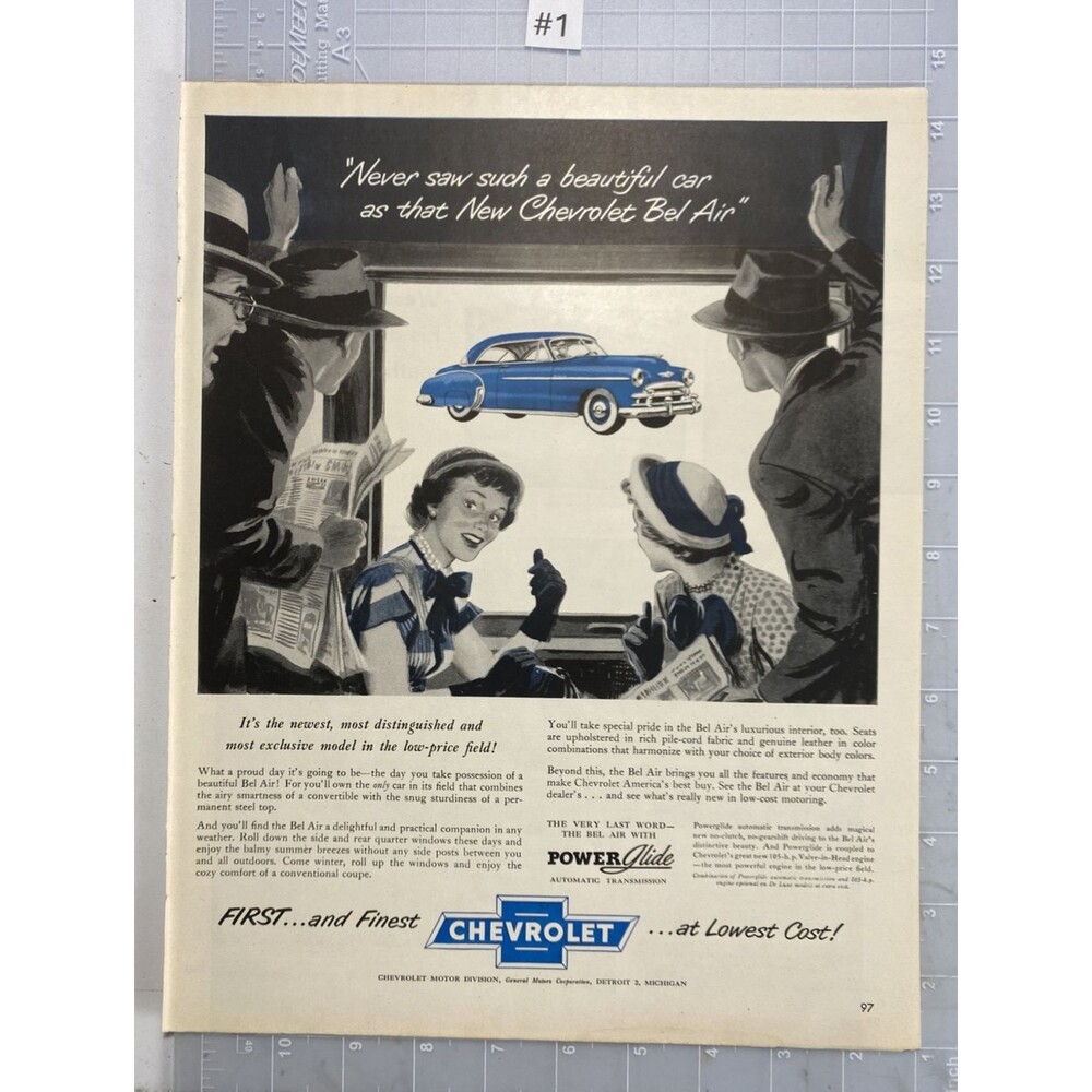 Chevrolet Bel Air "Never saw such a beautiful Car" From Train Print Ad 1950
